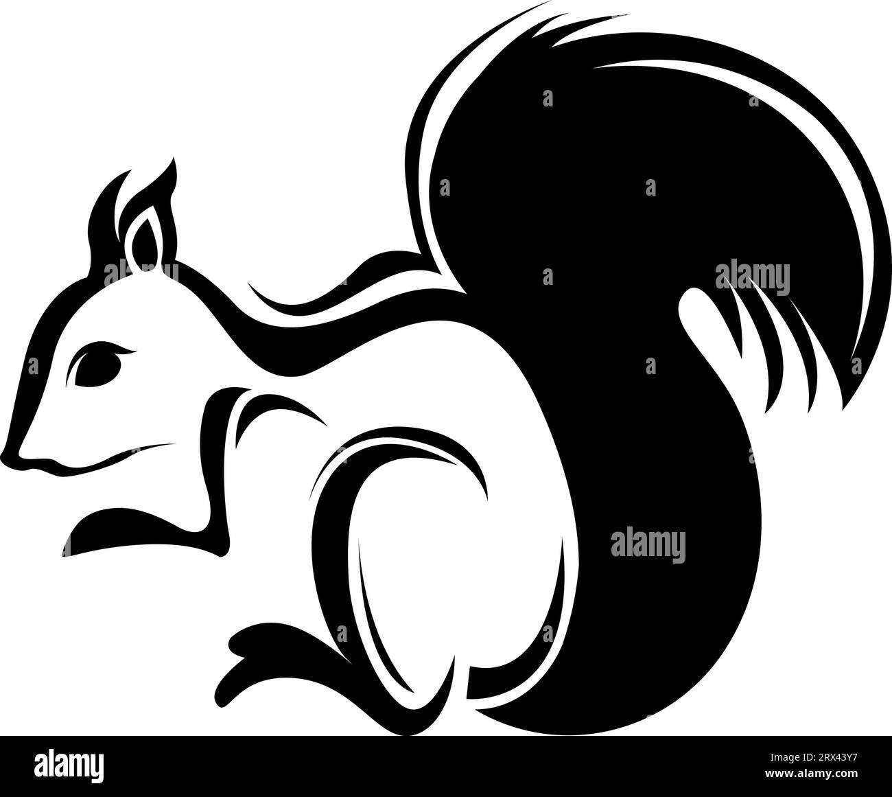 Squirrel tattoo, tattoo illustration, vector on a white background