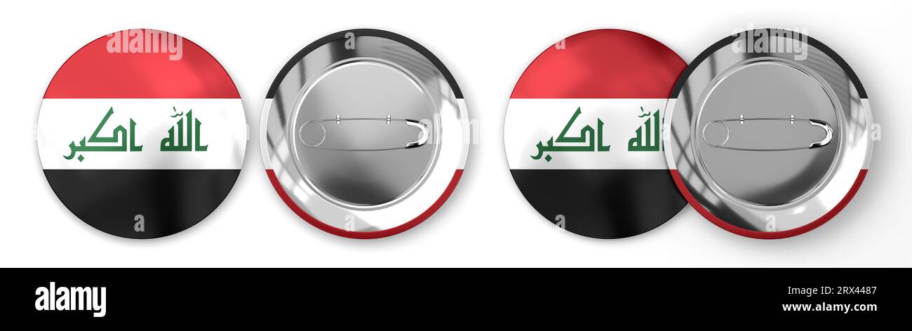 Iraq - round badges with country flag on white background - 3D ...