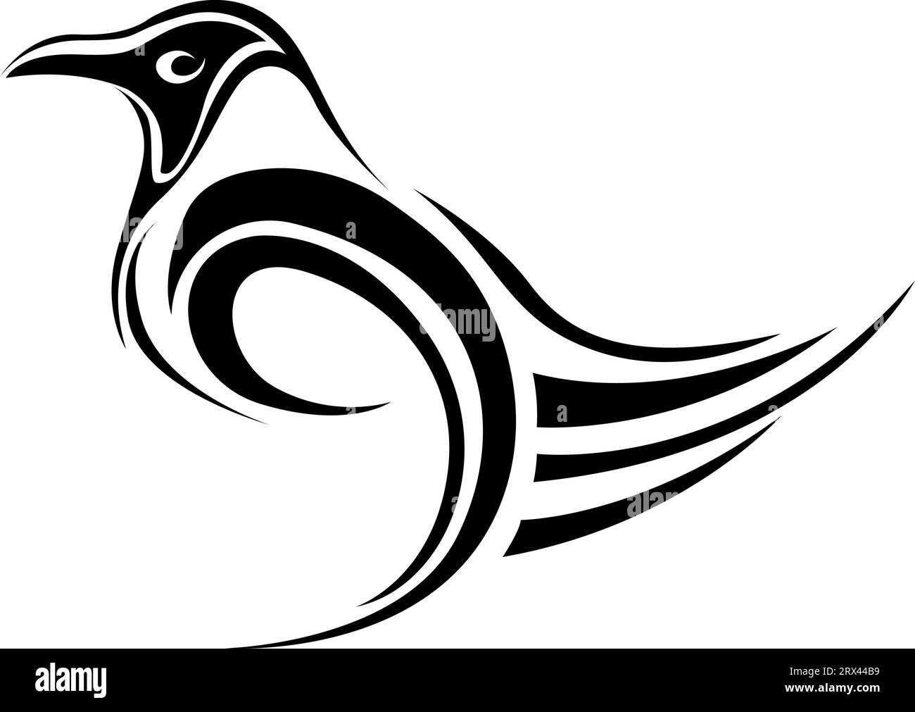 Crow bird tattoo, tattoo illustration, vector on a white background