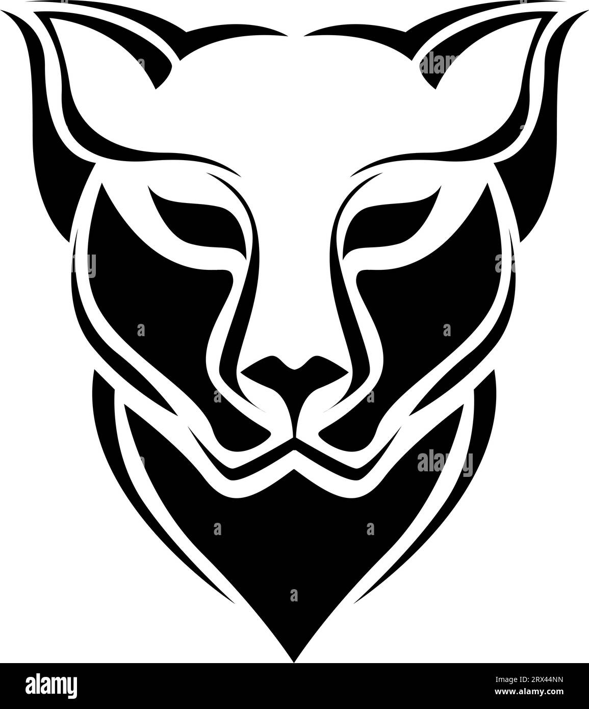 Leopard face tattoo, tattoo illustration, vector on a white background. Stock Vector