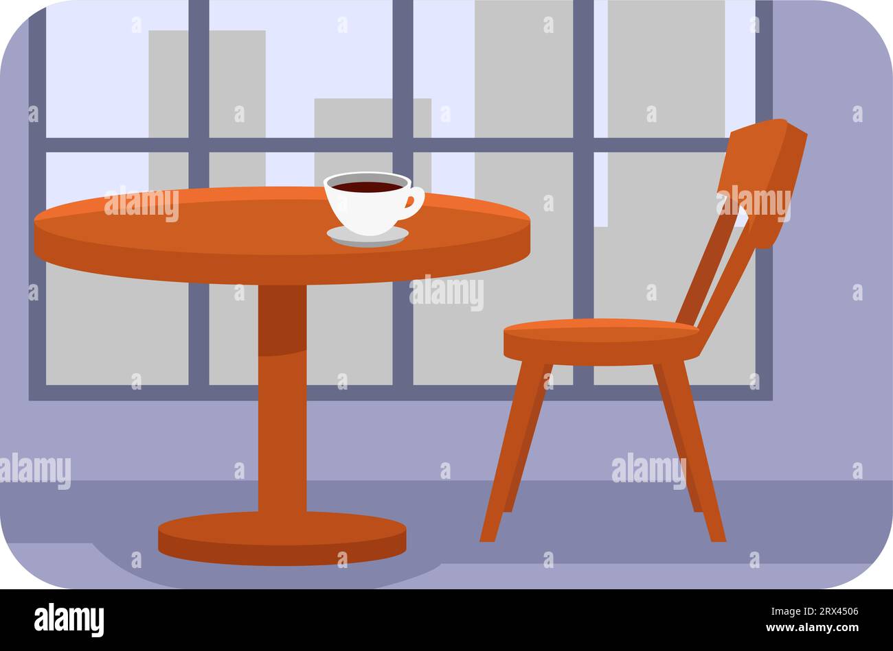 Cafe bar and stool, illustration, vector on a white background. Stock Vector