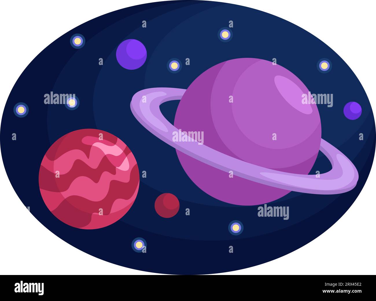 Planets in space, illustration, vector on a white background. Stock Vector