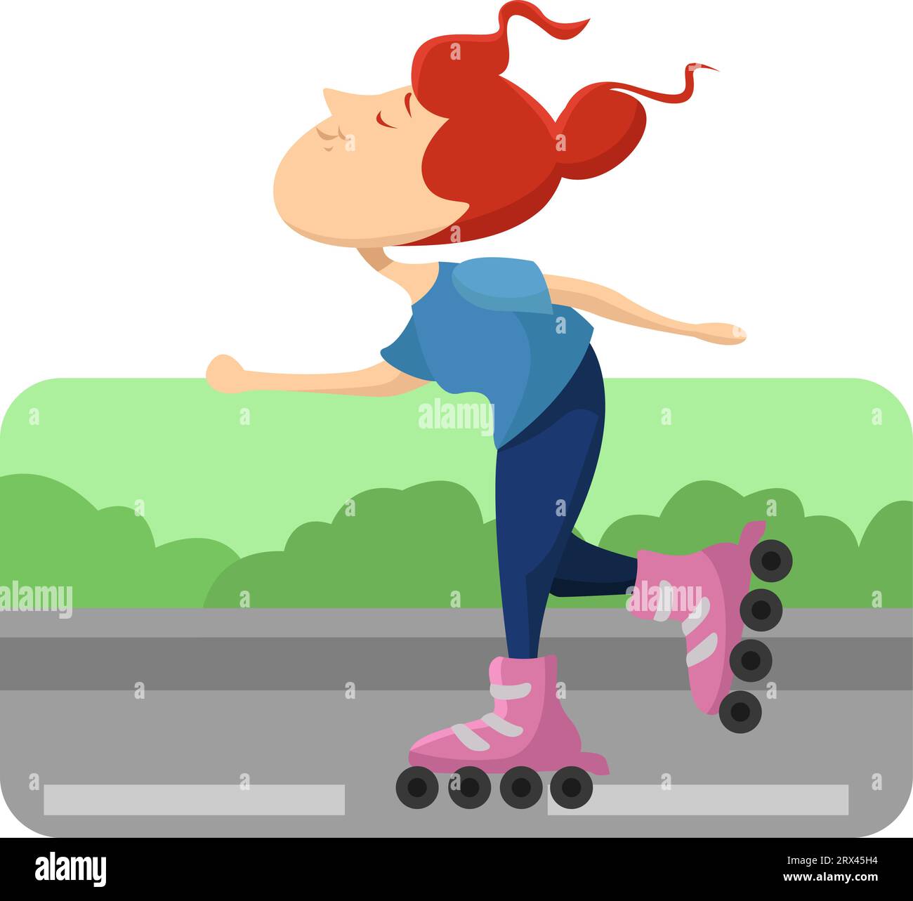 Girl on roller skates, illustration, vector on a white background Stock