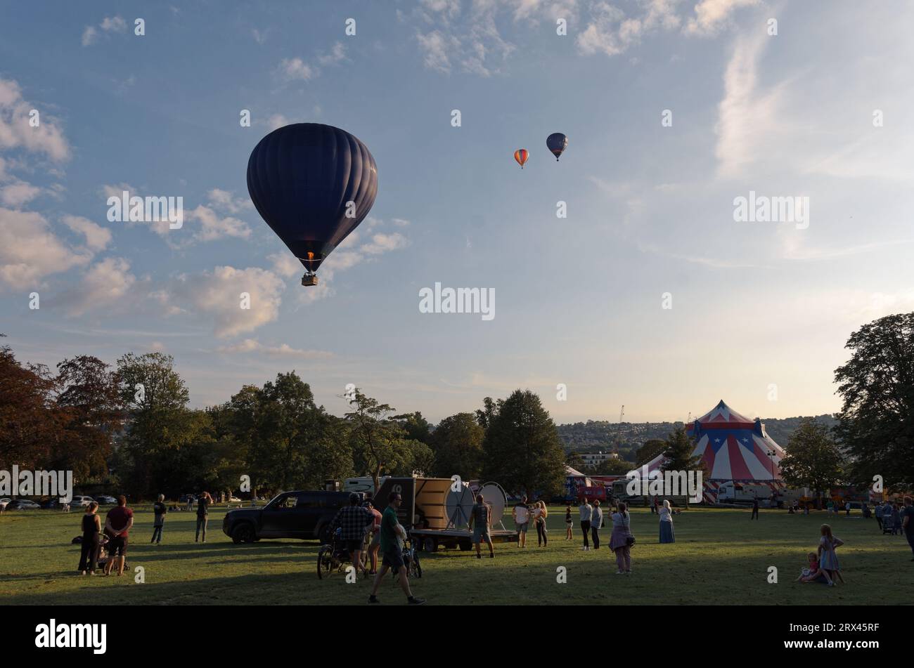 Royal Victoria Park Bath hot air balloon launch Stock Photo