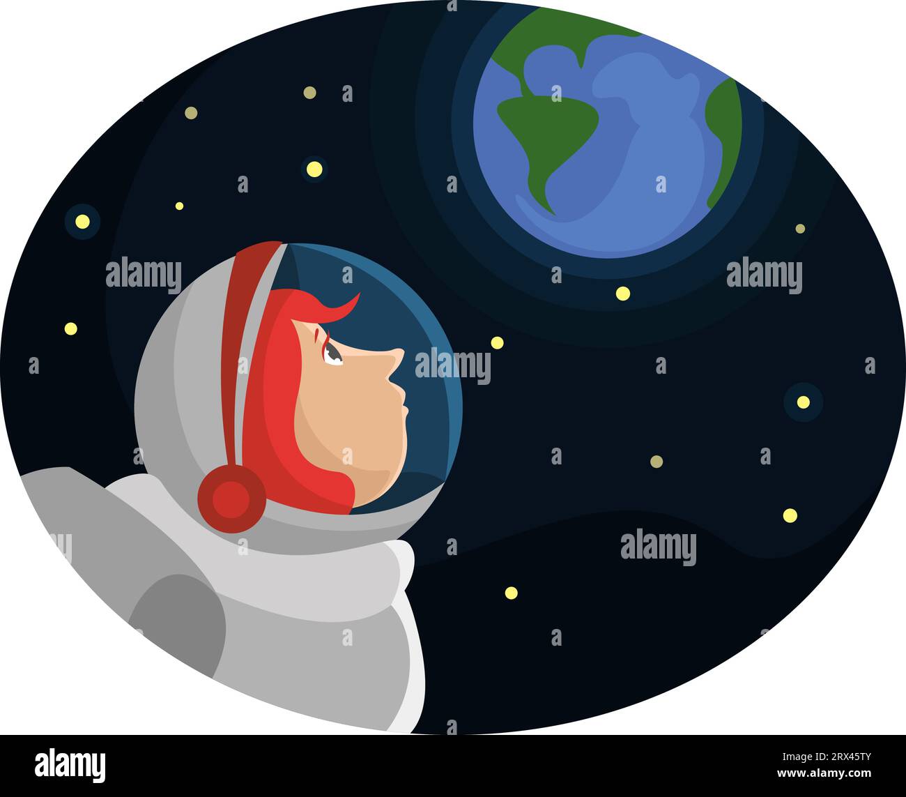 Astronaut in space, illustration, vector on a white background. Stock Vector