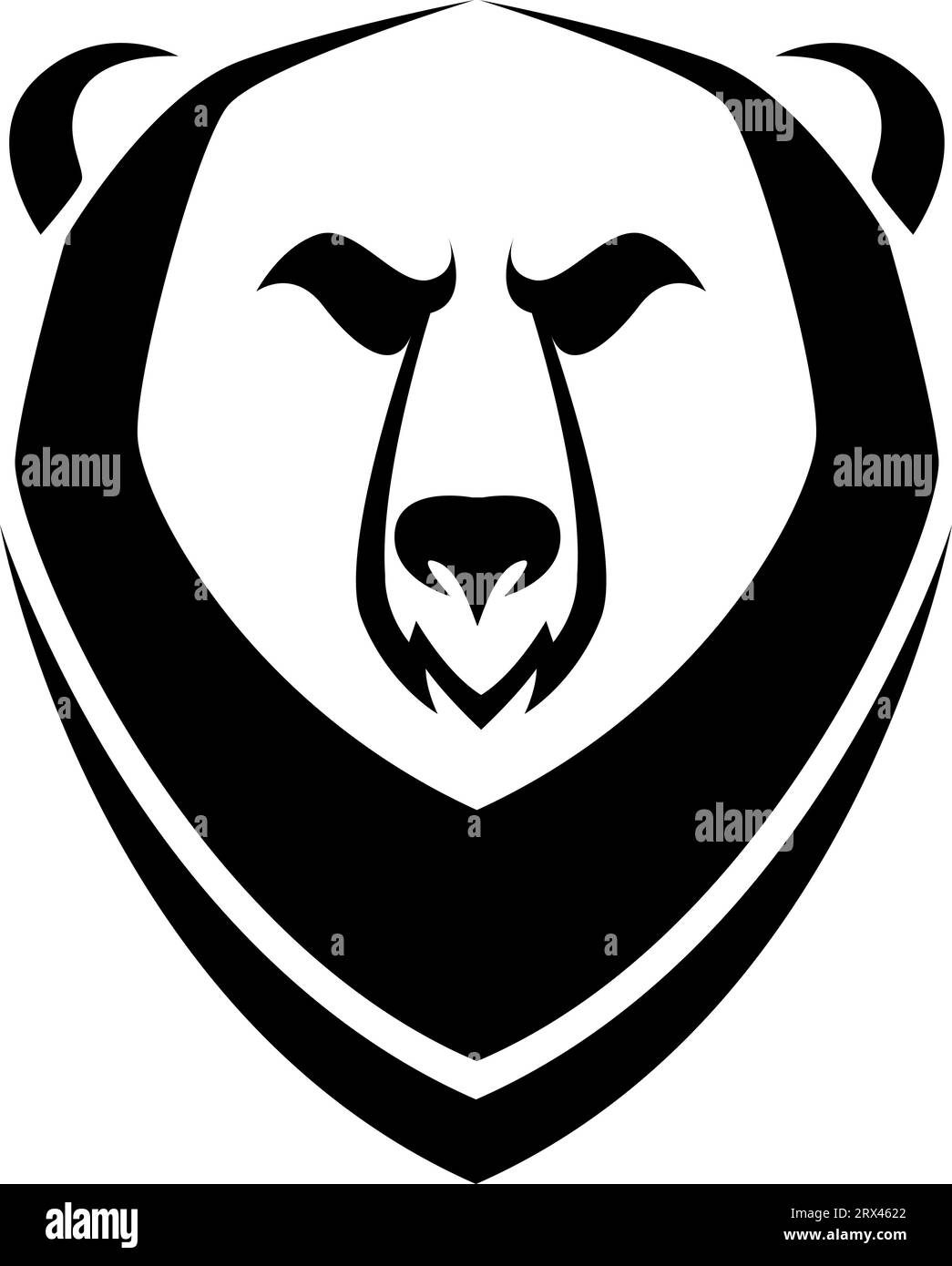 Bear head tattoo, tattoo illustration, vector on a white background. Stock Vector