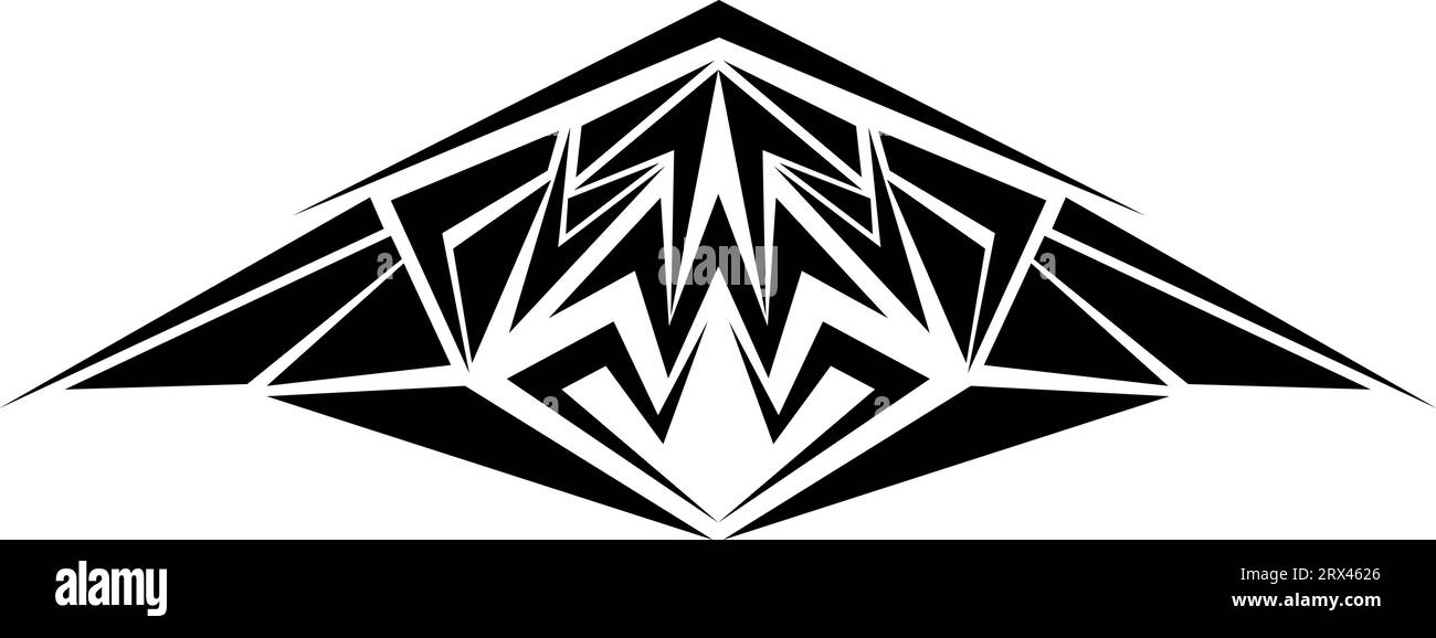 Big black triangle tattoo, tattoo illustration, vector on a white background. Stock Vector