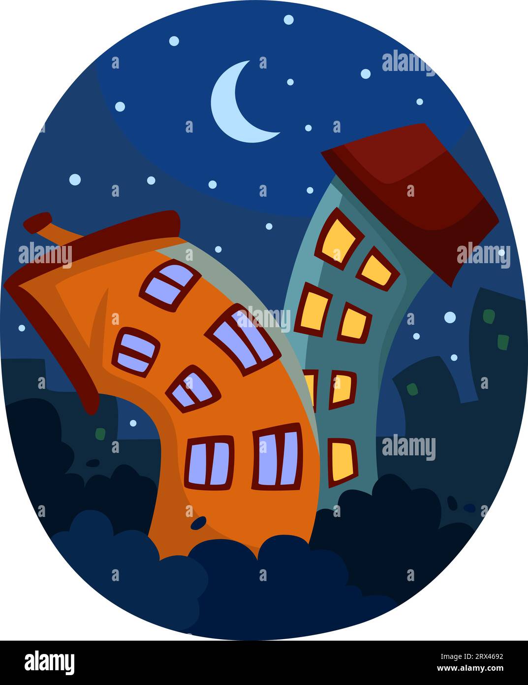 City buildings in the night, illustration, vector on a white background ...