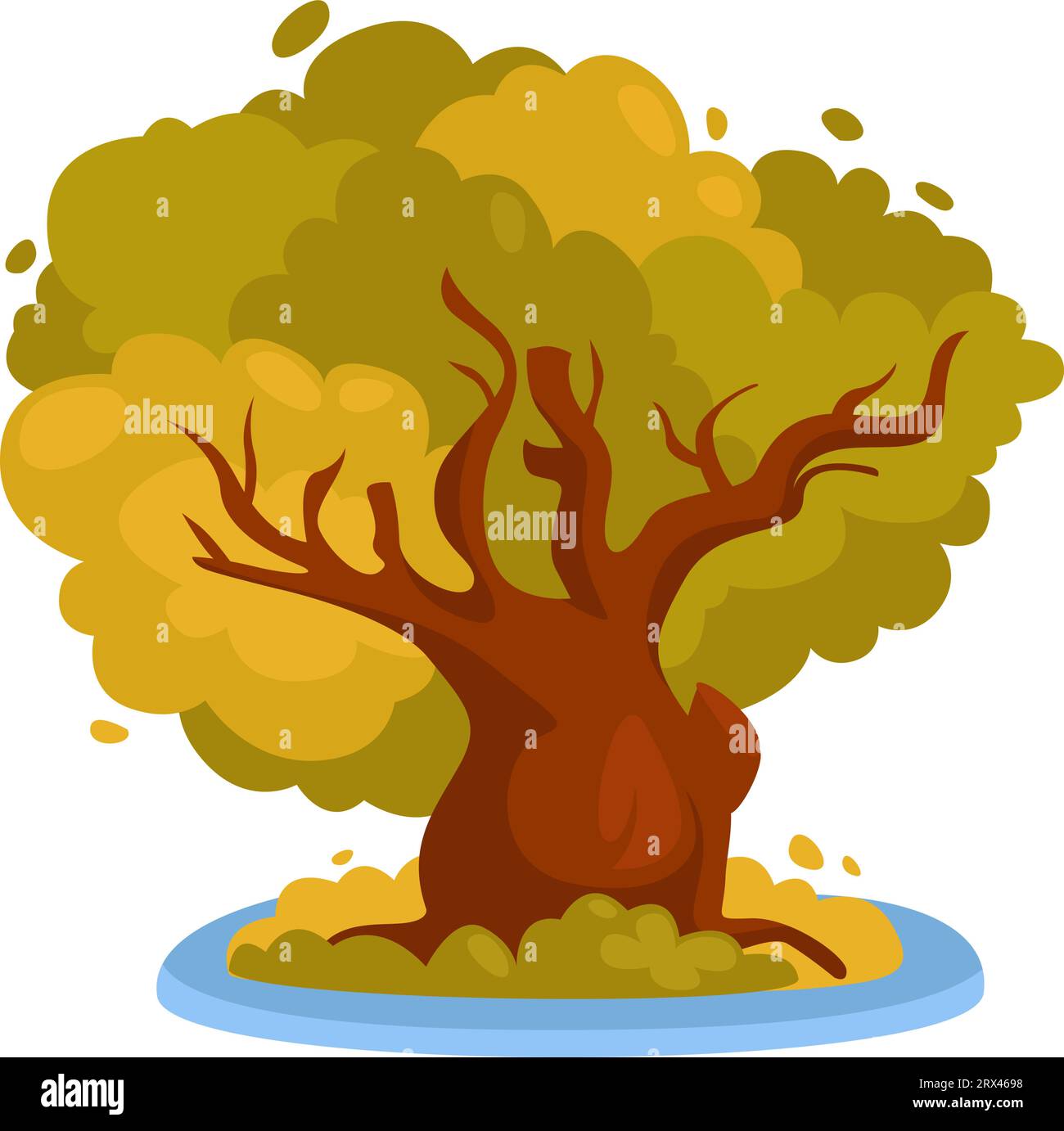 Golden tree fantasy illustration. Beautiful abstract background Stock  Illustration