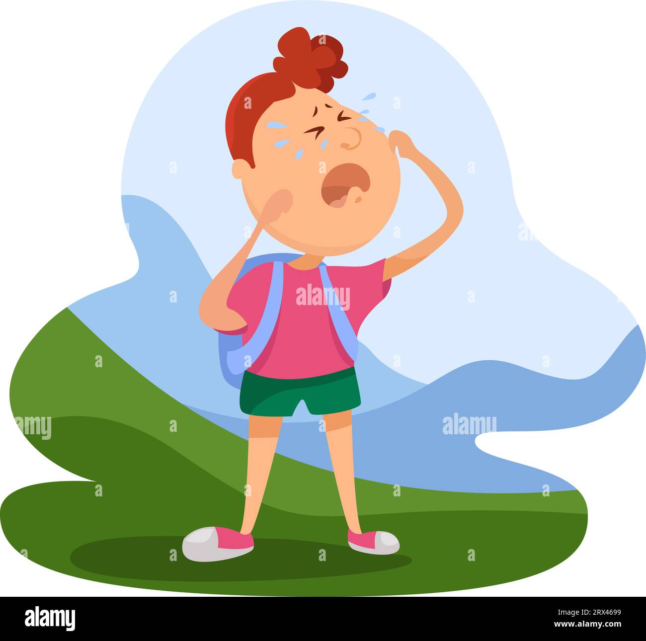 Crying boy, illustration, vector on a white background. Stock Vector