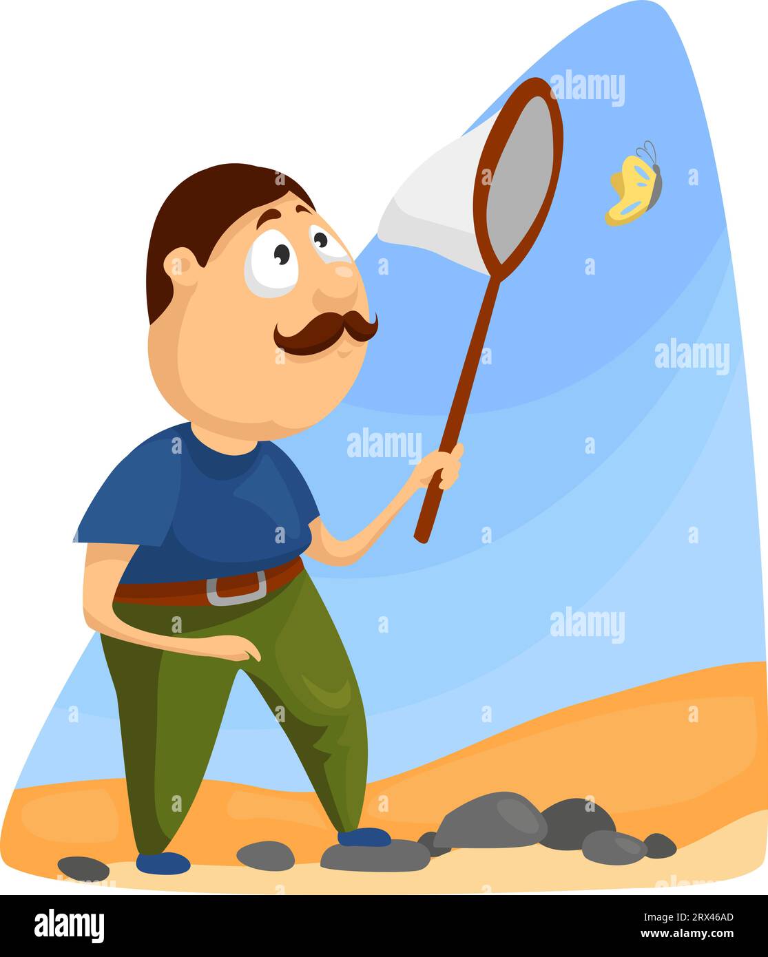 Butterfly catcher, illustration, vector on a white background Stock