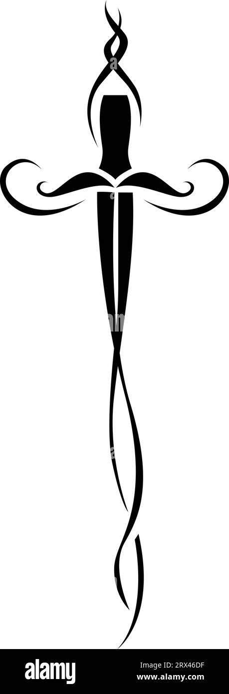 Long black sword tattoo, tattoo illustration, vector on a white ...
