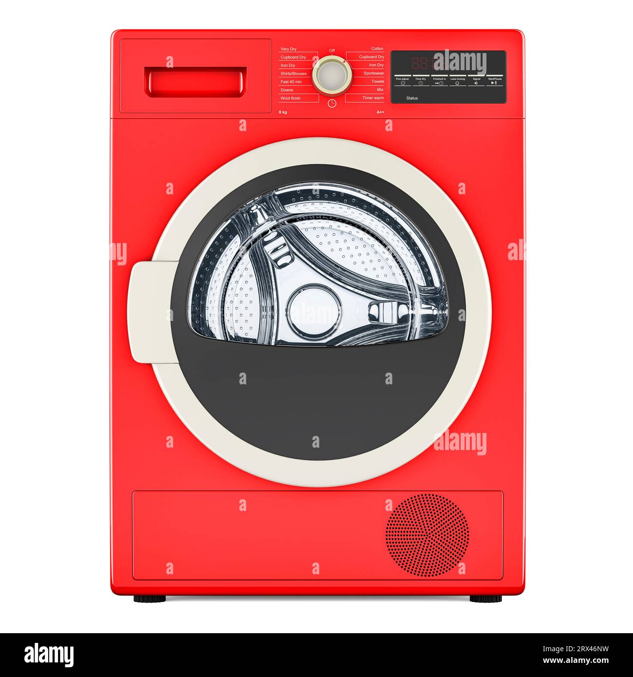 Clothes Dryer, Dryer Machine with front load, 3D rendering isolated on white background Stock Photo