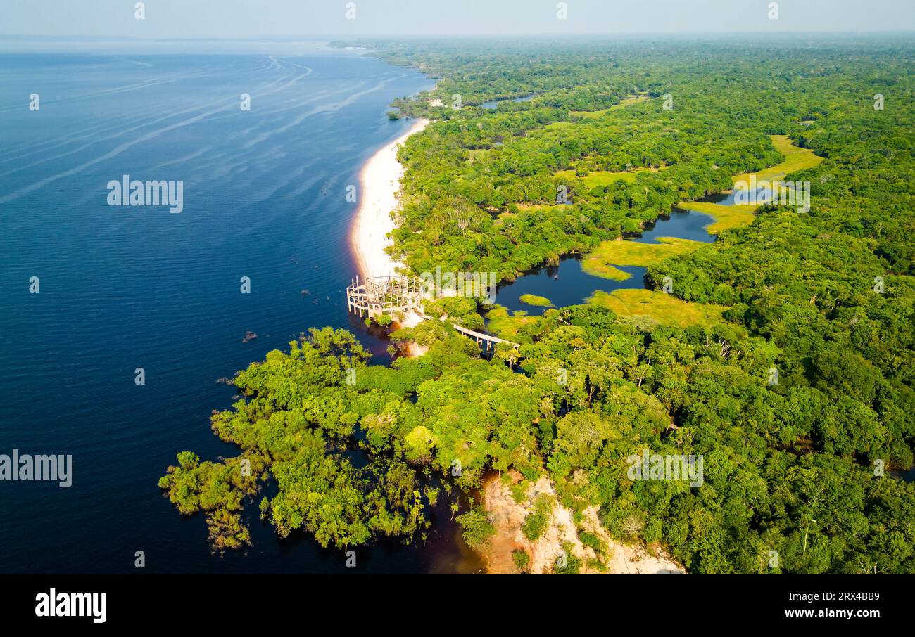 View of once famous Ariau hotel ruins near Manaus Brazil from above Stock Photo