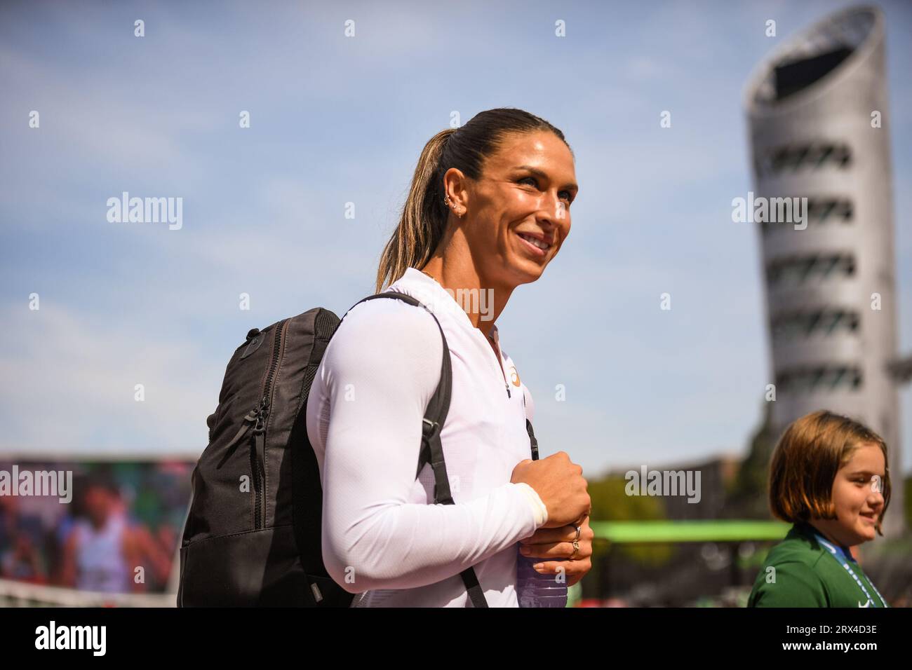 Valarie Allman (USA) enters the field for the women’s discus at the Diamond League Championships at The Pre-Classic on Sunday September 17, 2023, in E Stock Photo