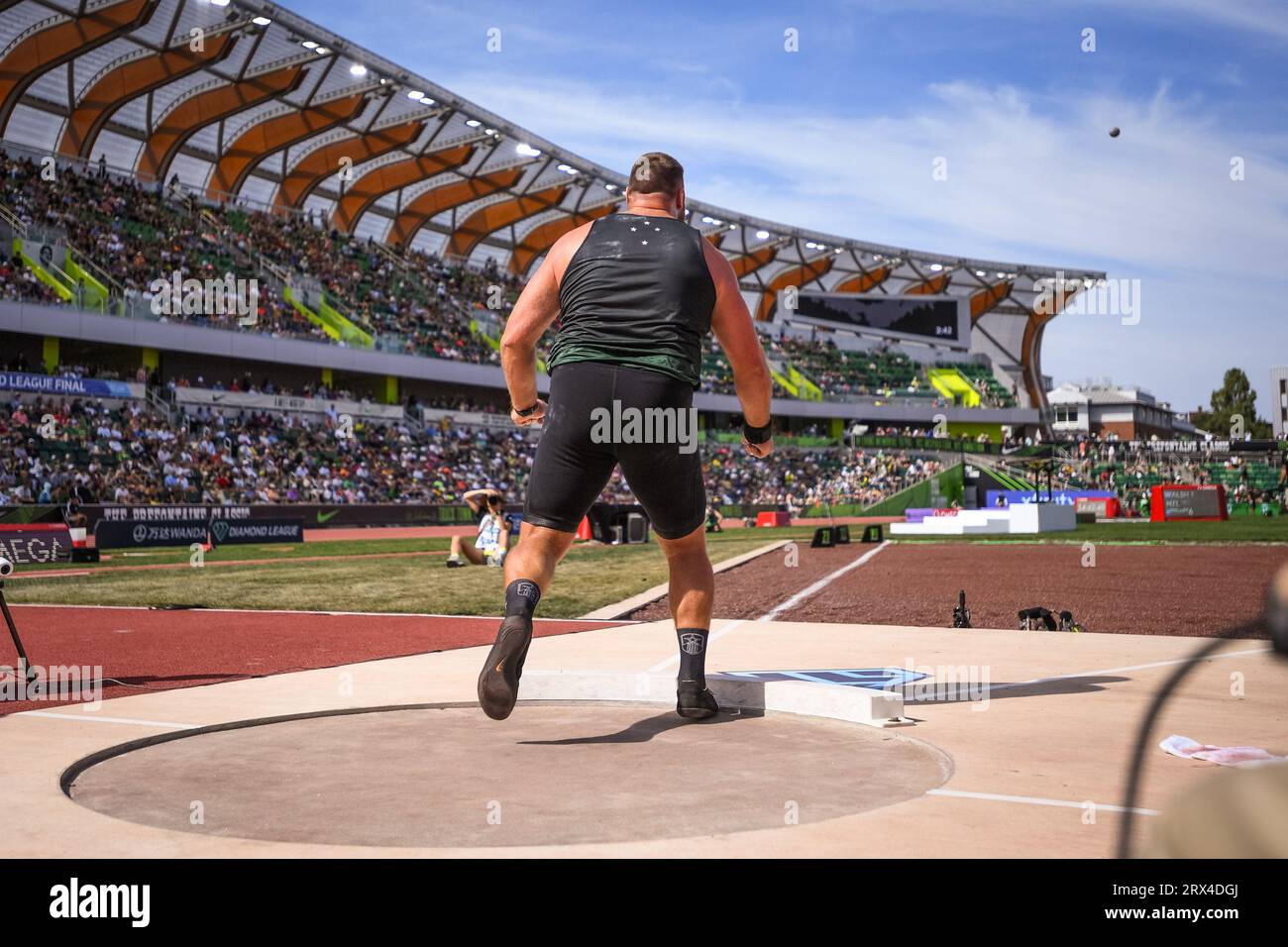 Tom Walsh (NZL) finished third in the men’s shot put with a throw of 74-4 (22.69 m) at the Diamond League Championships at The Pre-Classic on Sunday S Stock Photo