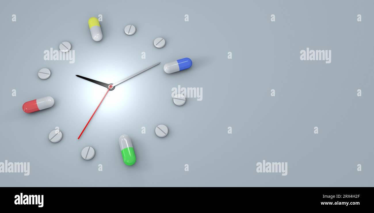 Medication clock, conceptual illustration Stock Photo Alamy