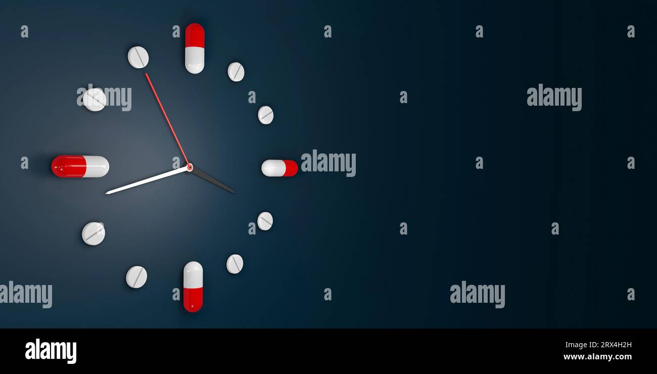 Medication clock, conceptual illustration Stock Photo Alamy