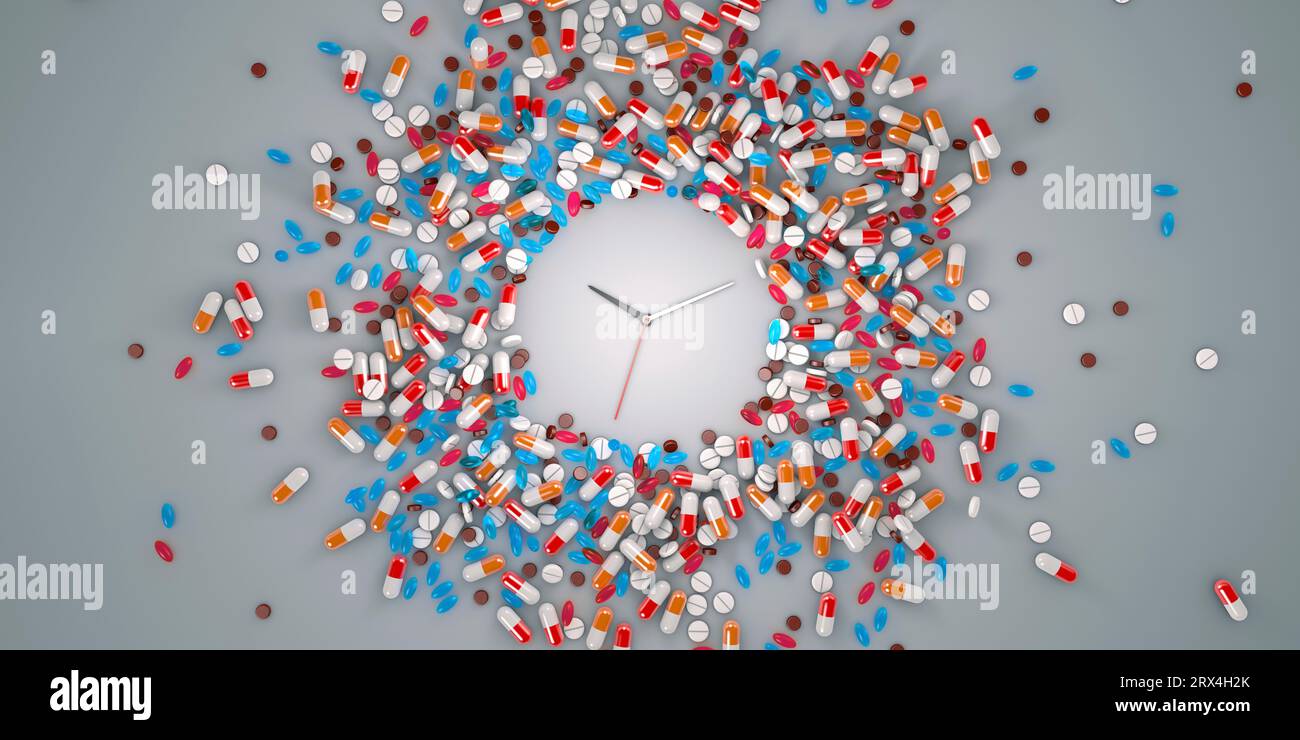 Medication clock, conceptual illustration Stock Photo Alamy