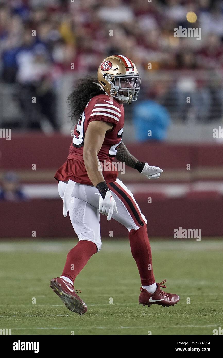 November 21, 2021 - Jacksonville, FL, U.S: San Francisco 49ers safety  Talanoa Hufanga (29) before 1st half NFL football game between the San  Francisco 49ers and the Jacksonville Jaguars at TIAA Bank