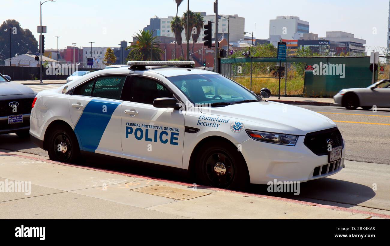 Los Angeles, California: Federal Protective Service Police Car – DHS, U.S. Department of Homeland Security Stock Photo