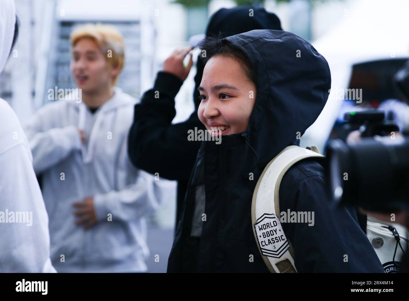 Leuven, Belgium. 22nd Sep, 2023. Liu Qingyi of China arrives for a training session prior to the 2023 WDSF World Breaking Championship in Leuven, Belgium, Sept. 22, 2023. Credit: Zheng Huansong/Xinhua/Alamy Live News Stock Photo