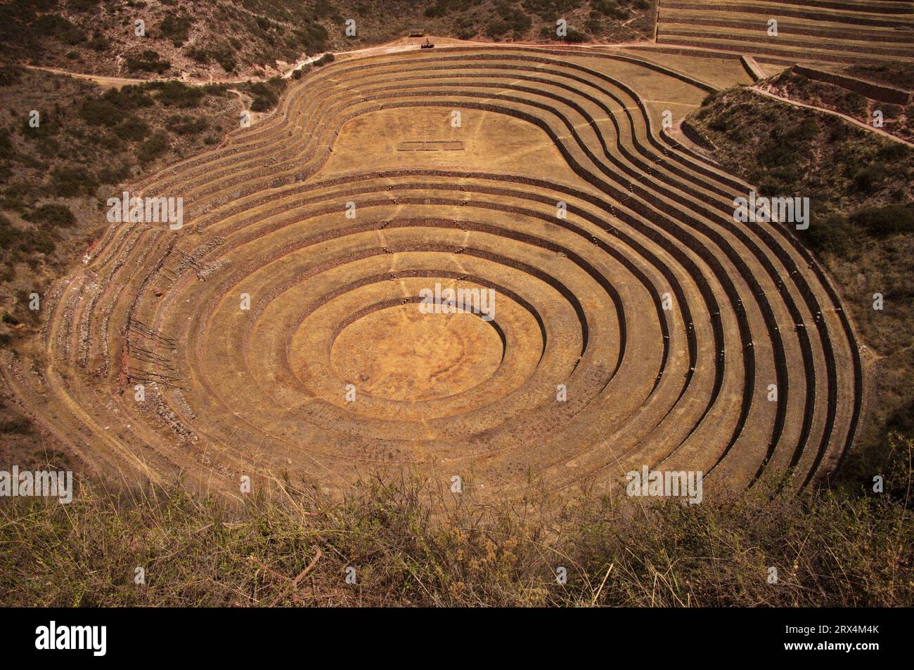 Moray - archaeological site in Peru with several terraced circular depressions Stock Photo