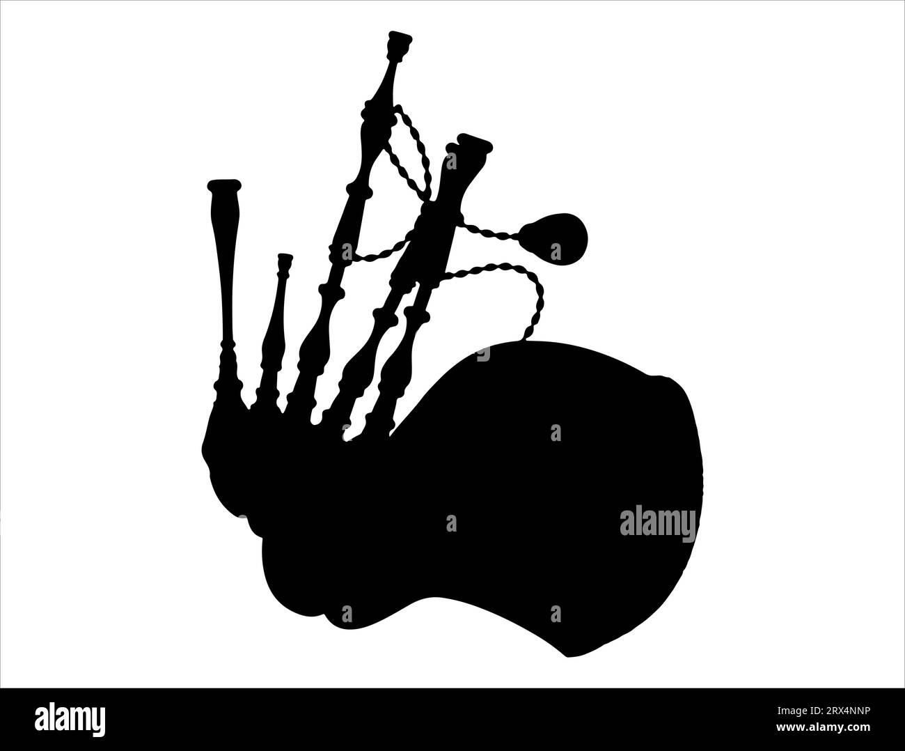 Bagpipe silhouette vector art white background Stock Vector