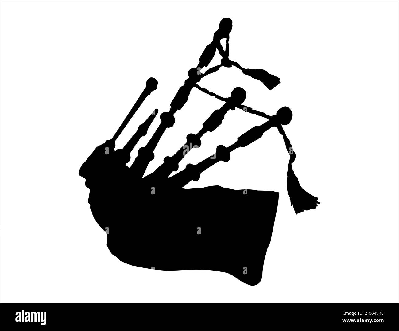 Bagpipe silhouette vector art white background Stock Vector