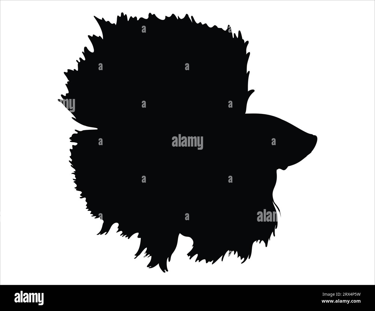 Betta fish silhouette vector art white background Stock Vector
