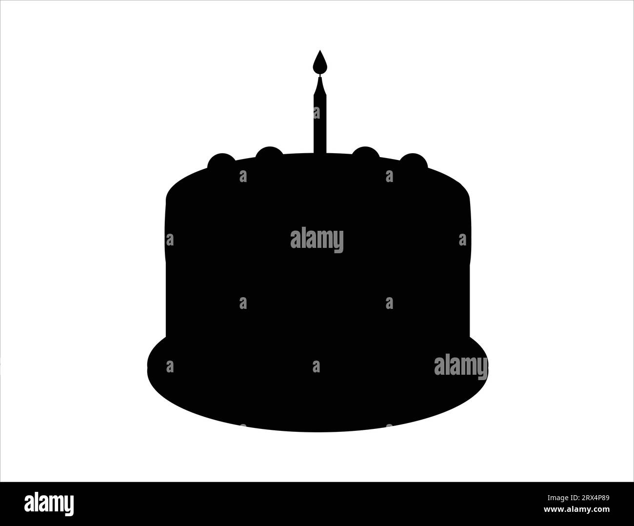 Birthday cake silhouette vector art white background Stock Vector