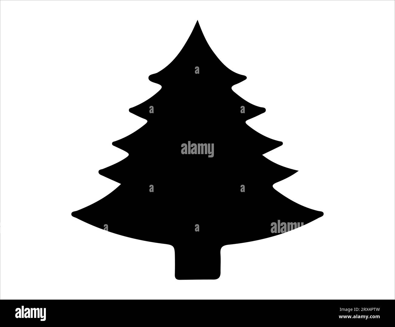 Christmas tree silhouette vector art white background Stock Vector