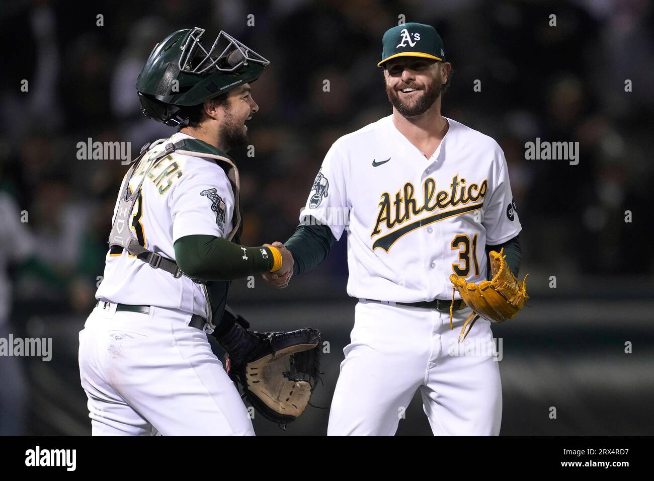 Oakland Athletics catcher Shea Langeliers (23) at bat during a baseball  game against the Baltimore Orioles, Tuesday, April 11, 2023, in Baltimore.  The Orioles won 12-8. (AP Photo/Julia Nikhinson Stock Photo - Alamy
