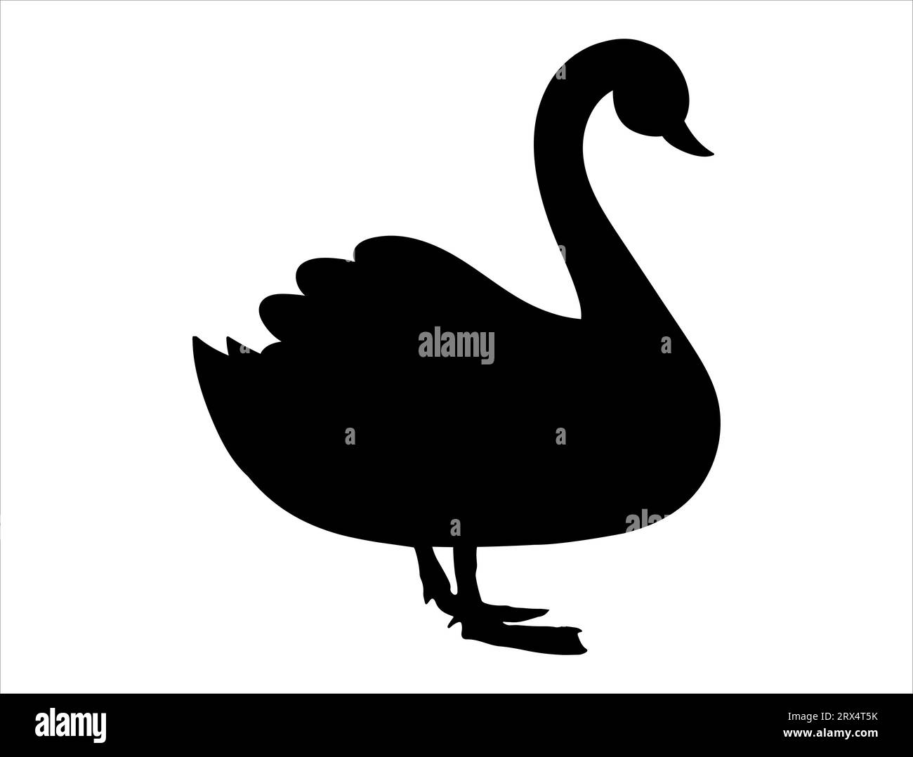Swan silhouette vector art white background Stock Vector