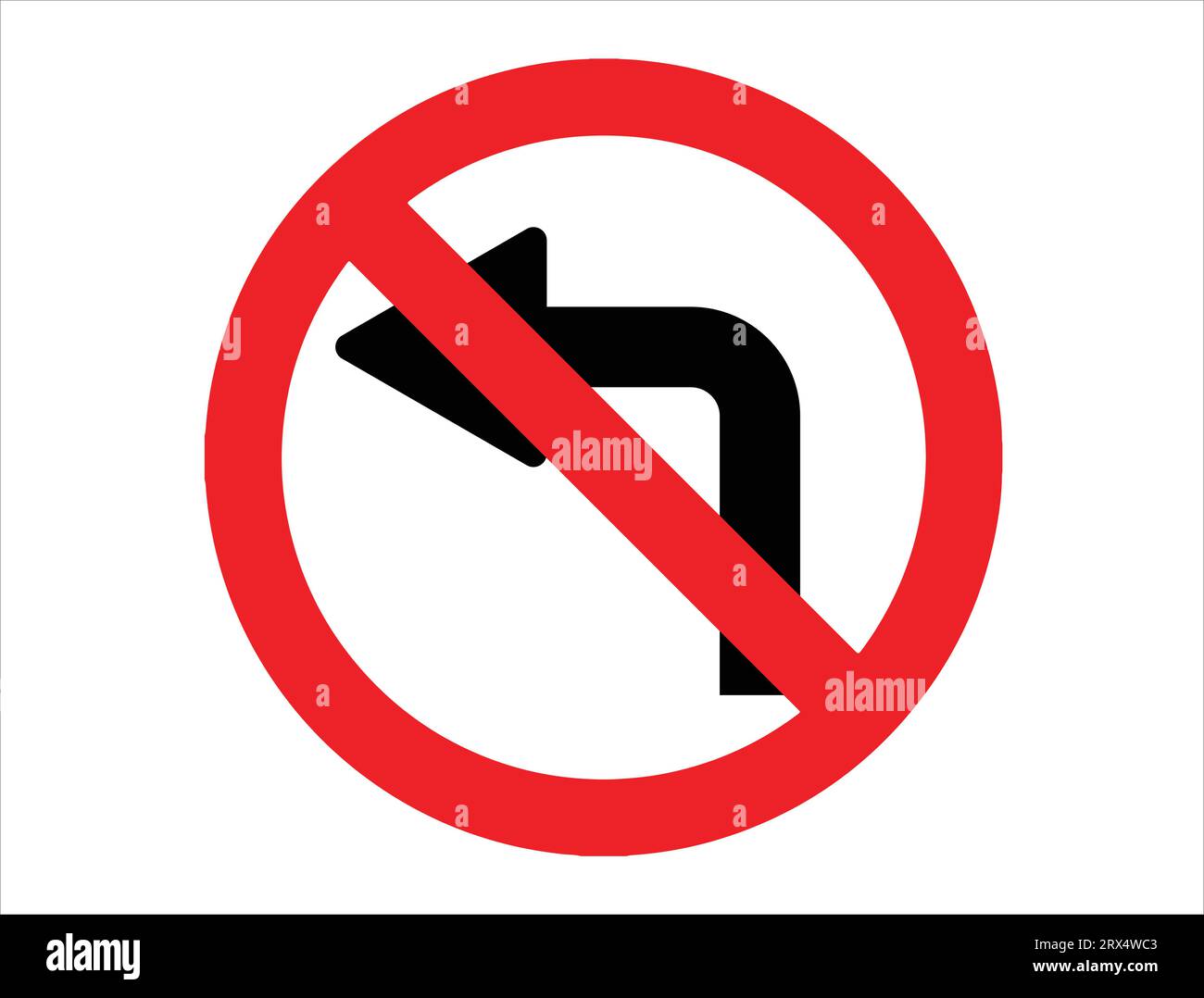 No Left Turn Sign Vector Art White Background Stock Vector Image Art 