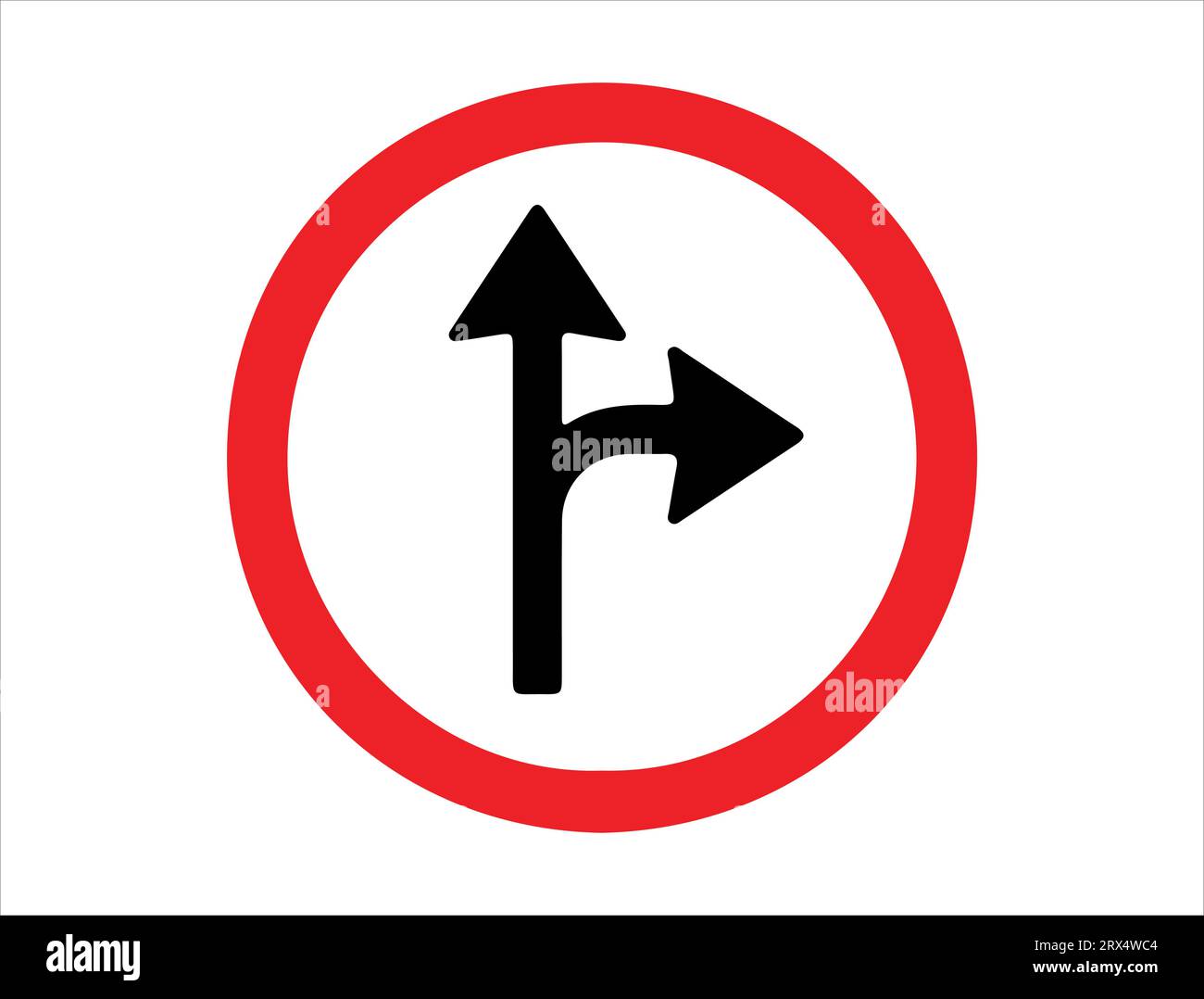 Turn right proceed straight sign vector art Stock Vector