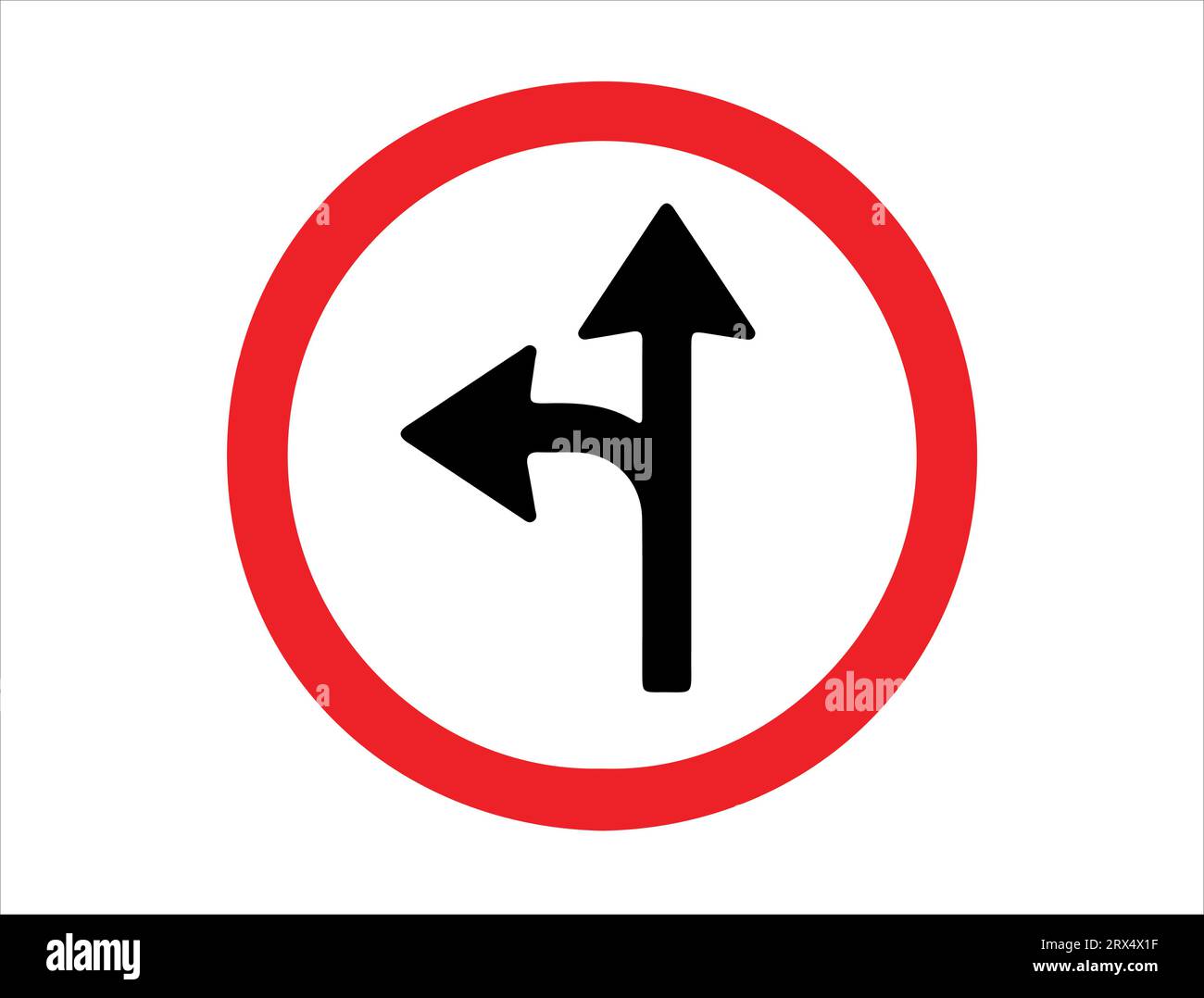 Turn left proceed straight sign vector art Stock Vector