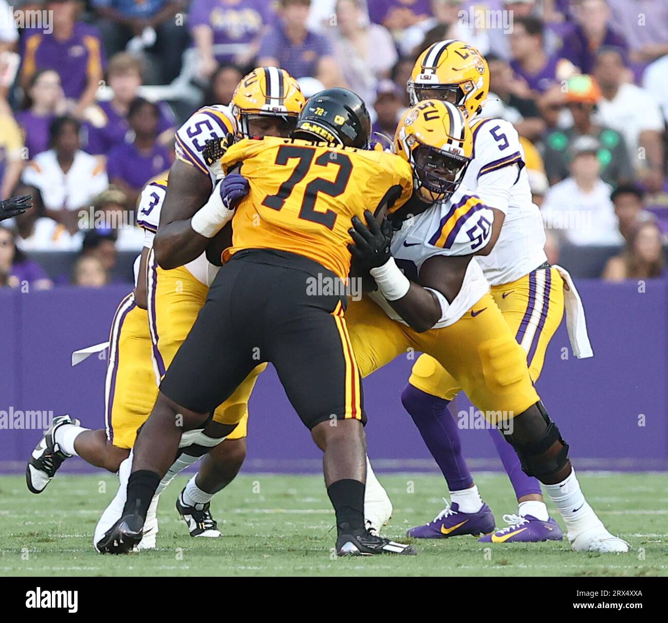 Baton Rouge, USA. 09th Sep, 2023. Grambling State Tigers defensive