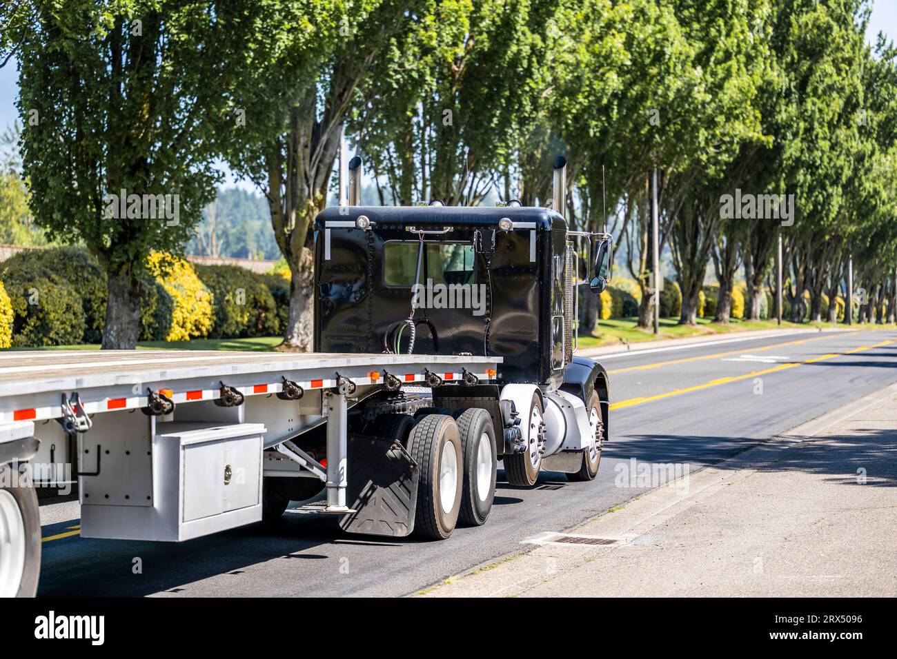 Economical low cab profile black industrial classic American big rig ...