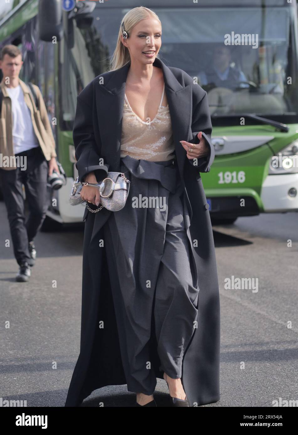 Man with Beige Gucci Scarf and Olive Green Jacket before Fendi Fashion  Show, Milan Fashion Week Editorial Image - Image of elegant, style:  194028920