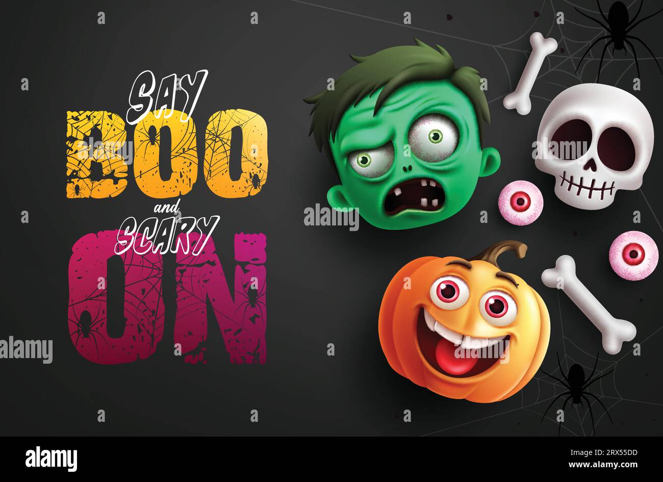 Halloween characters vector design. Halloween scary. creepy and spooky