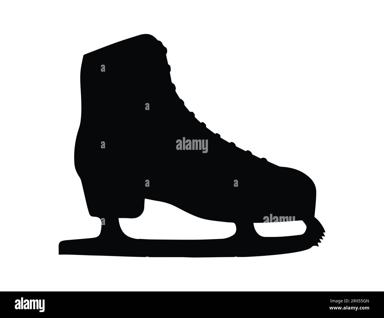 Ice skate shoes silhouette vector art white background Stock Vector