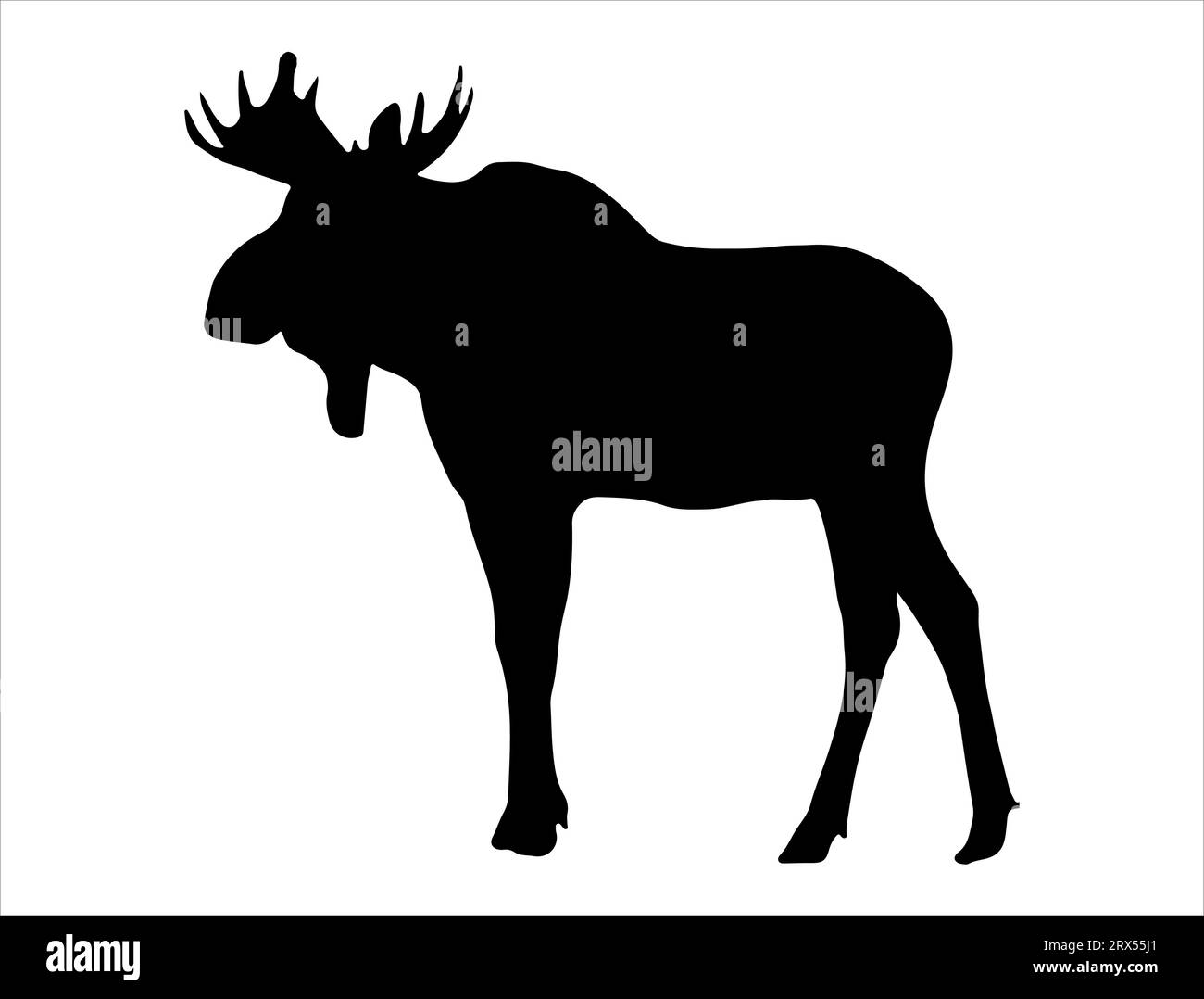 Moose silhouette vector art white background Stock Vector