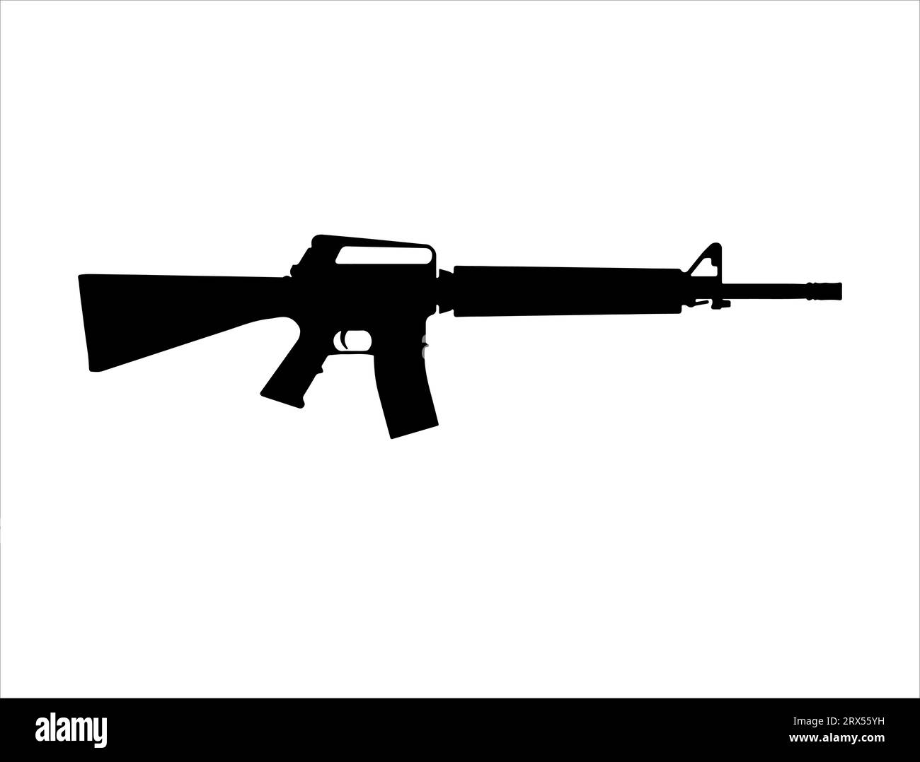 M16 assault rifle silhouette vector art white background Stock Vector