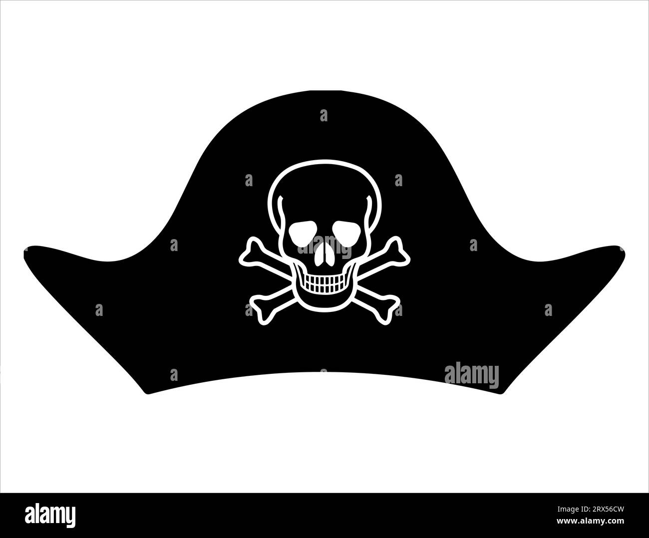 Pirate hat silhouette vector art white background Stock Vector