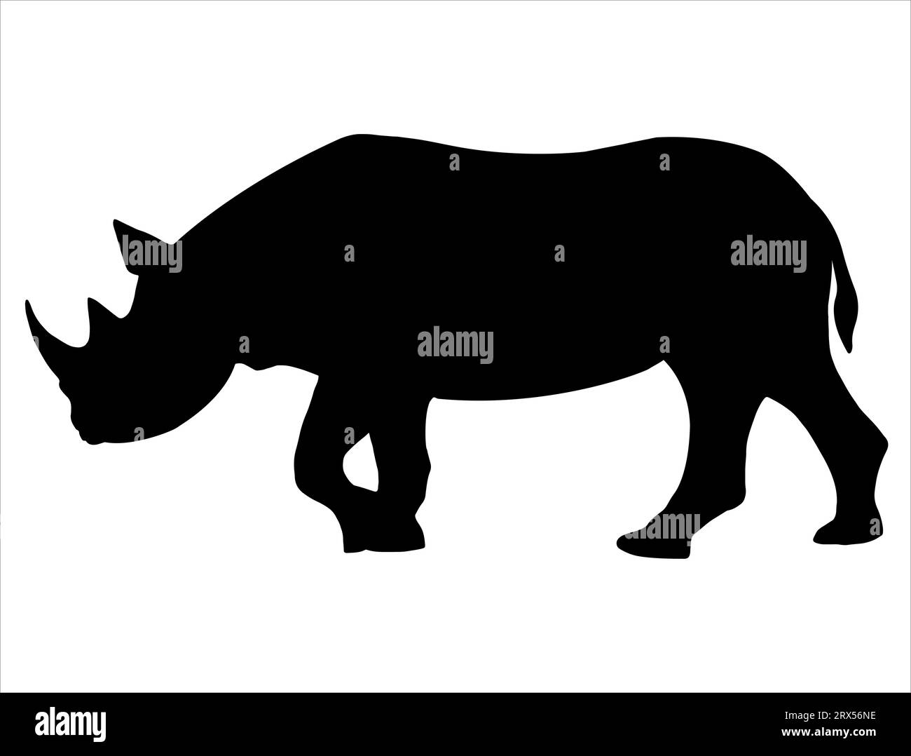 Rhinoceros silhouette vector art white background Stock Vector