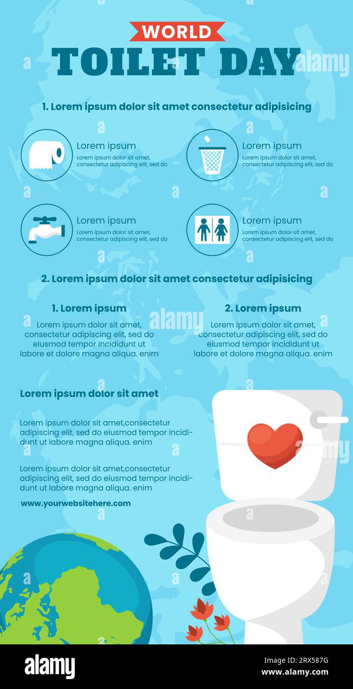 Toilet Day Infographic Illustration Flat Cartoon Hand Drawn Templates