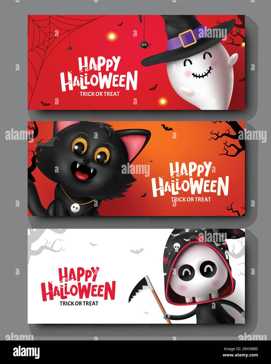 Happy Halloween Greeting Text Vector Set Design Halloween Trick Or Treat Party Invitation Card 7959