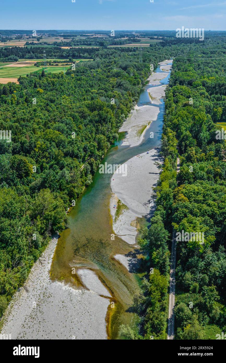 The Lech valley around Meitingen in nortehrn swabia from above Stock Photo