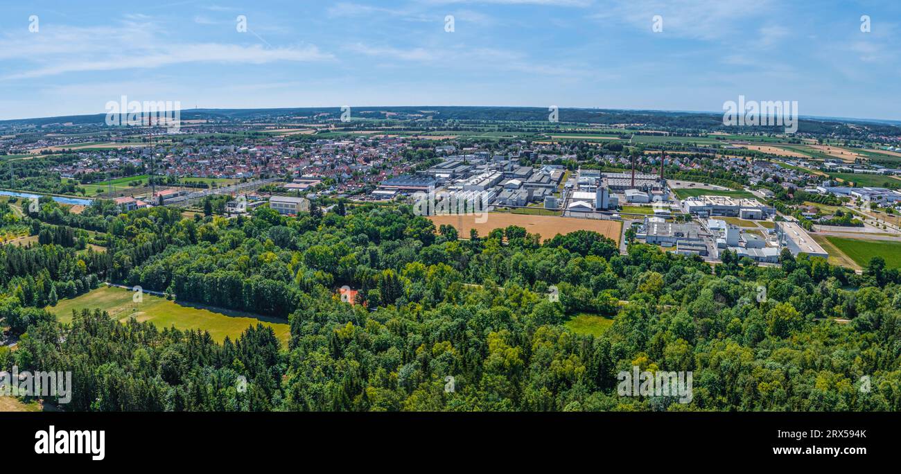 The Lech valley around Meitingen in nortehrn swabia from above Stock Photo